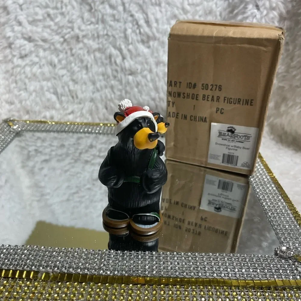 NIB BearFoots by Jeff Fleming Snowshoe with Baby Bear Figurine . - Picture 2 of 9
